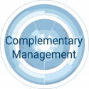 Logo consisting of the model graphic icon and the words “Complementary Management”
